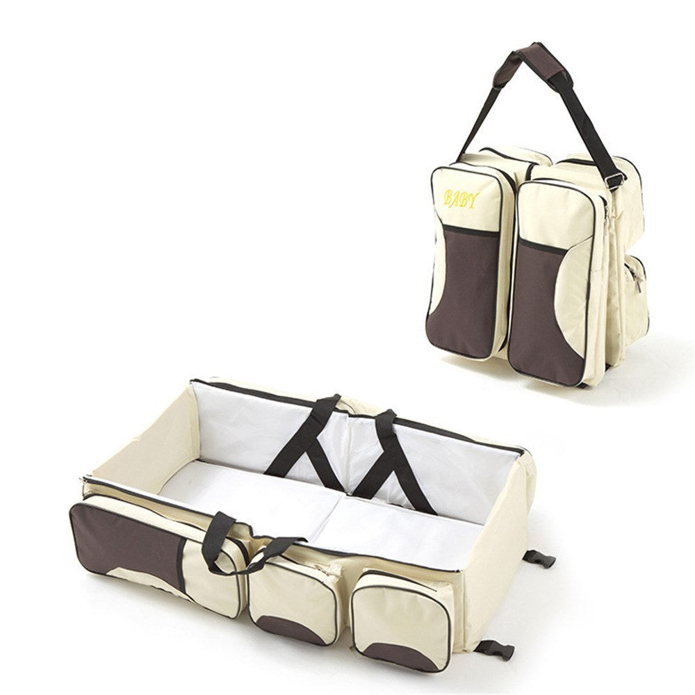 Baby Folding Bed Mommy Bag Portable One-shoulder Mom Bag Multifunctional Large Capacity Portable Outing ShopWithASmile7.com