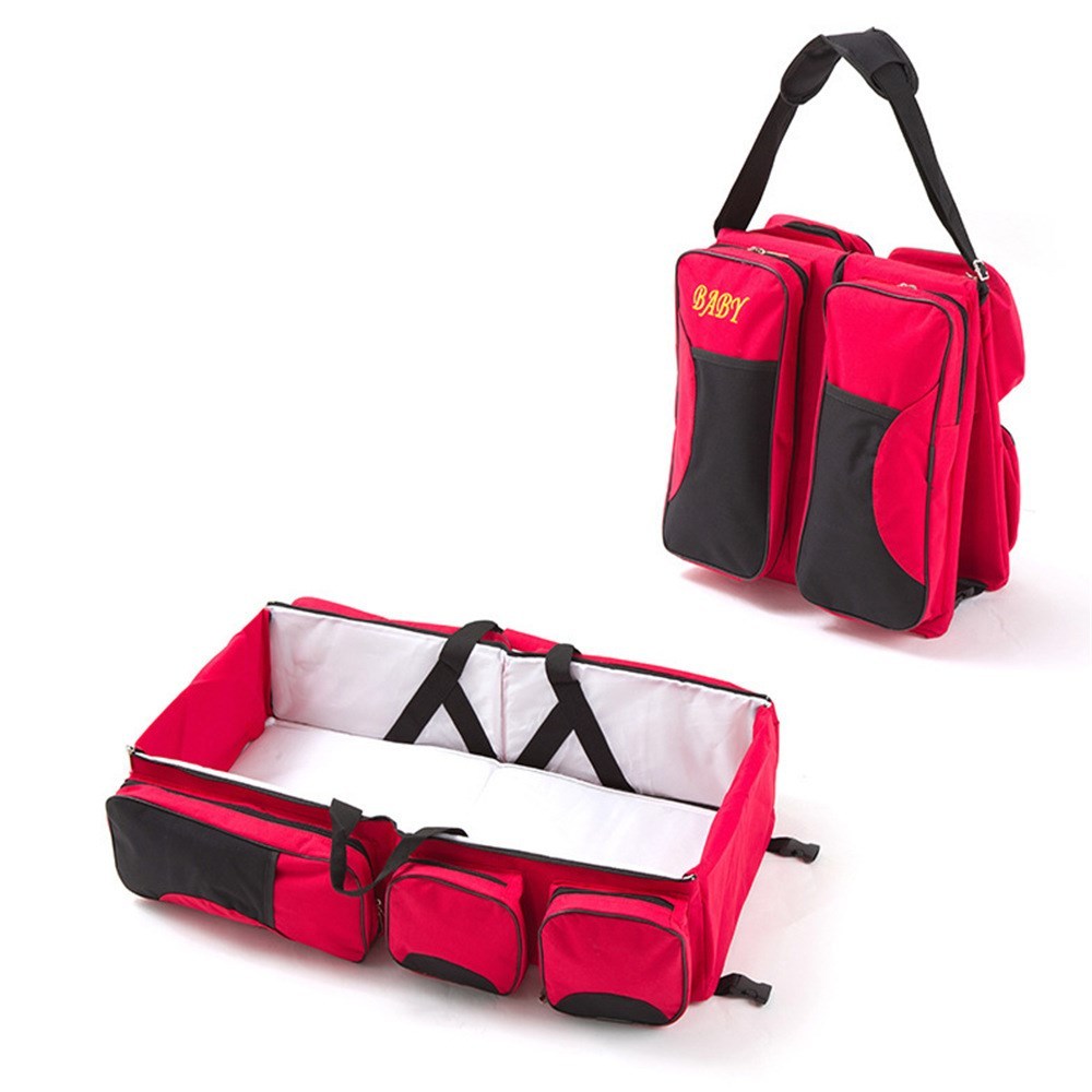 Baby Folding Bed Mommy Bag Portable One-shoulder Mom Bag Multifunctional Large Capacity Portable Outing ShopWithASmile7.com