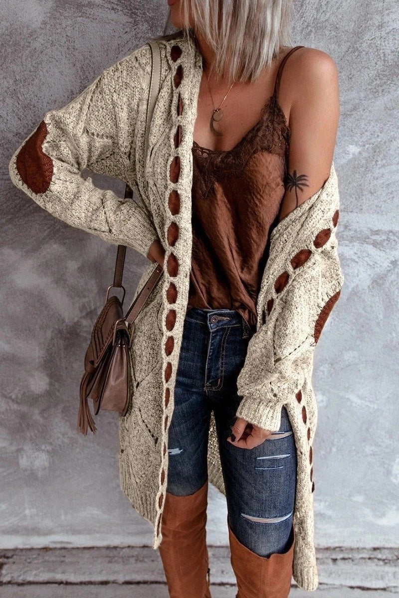 Sweater Cardigan Women'S European And American Long-Sleeved Mid-Length Sweater Coat