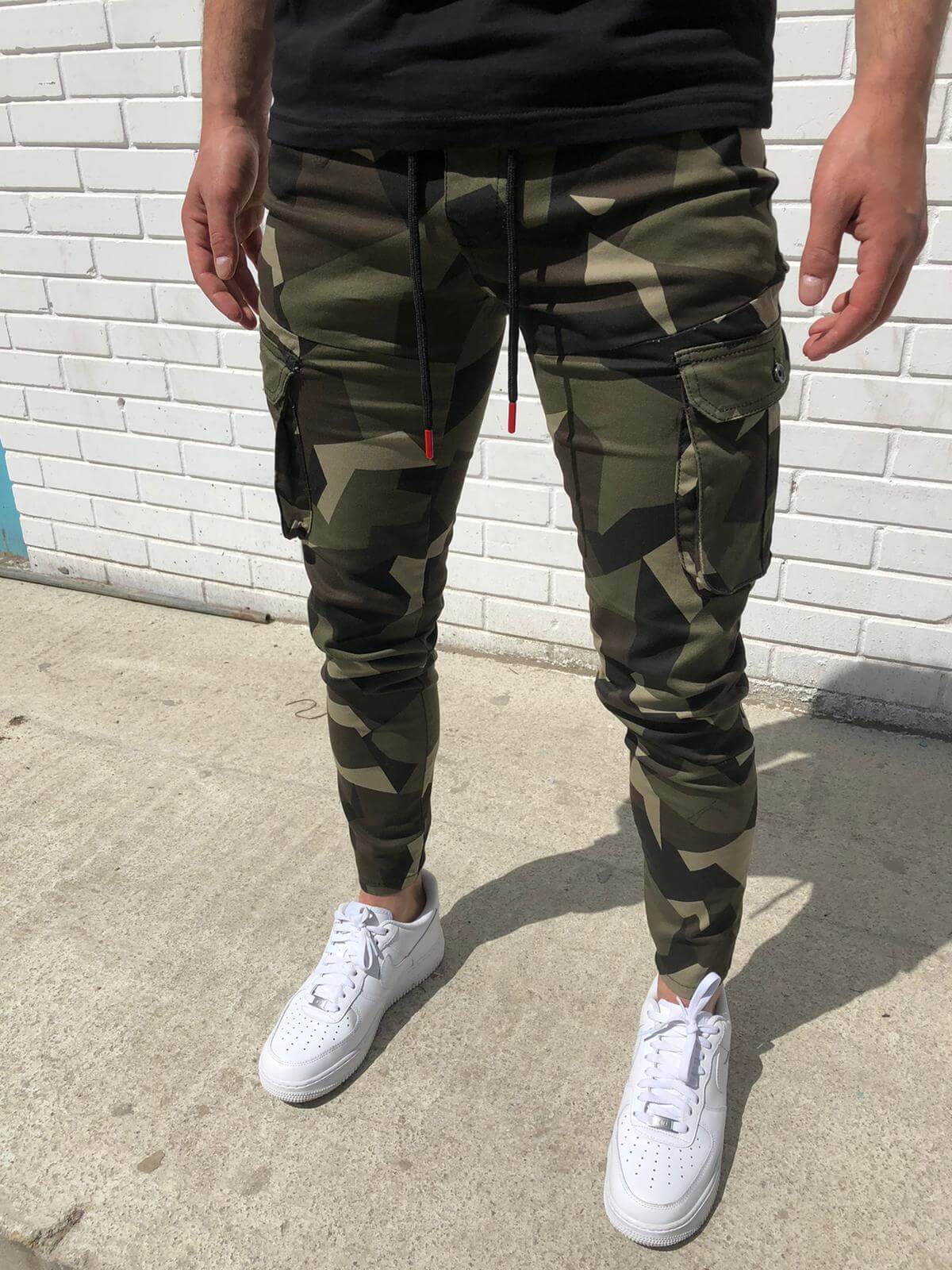 Check Camouflage Sweatpants Men'S Slim Trend Fashion Casual Pants With Feet