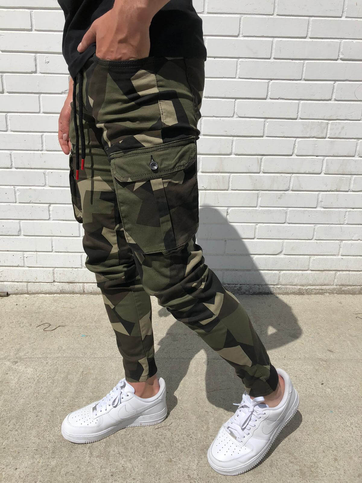 Check Camouflage Sweatpants Men'S Slim Trend Fashion Casual Pants With Feet