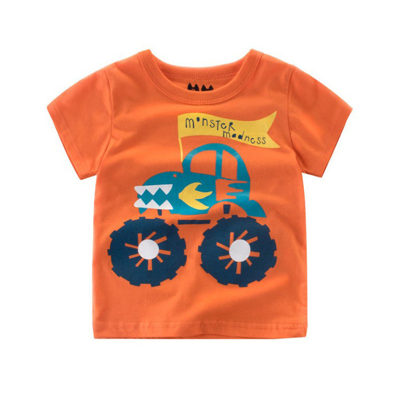 Children's Clothing Summer Boys Short Sleeved Full Print Car Cartoon Children's T Shirt ShopWithASmile7.com