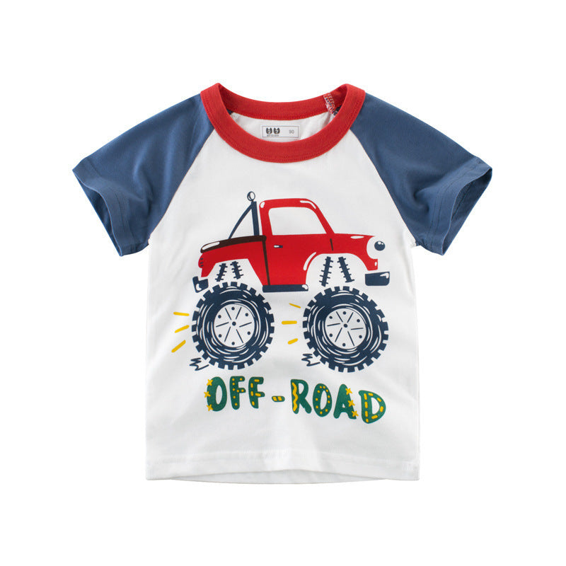 Children's Clothing Summer Boys Short Sleeved Full Print Car Cartoon Children's T Shirt ShopWithASmile7.com
