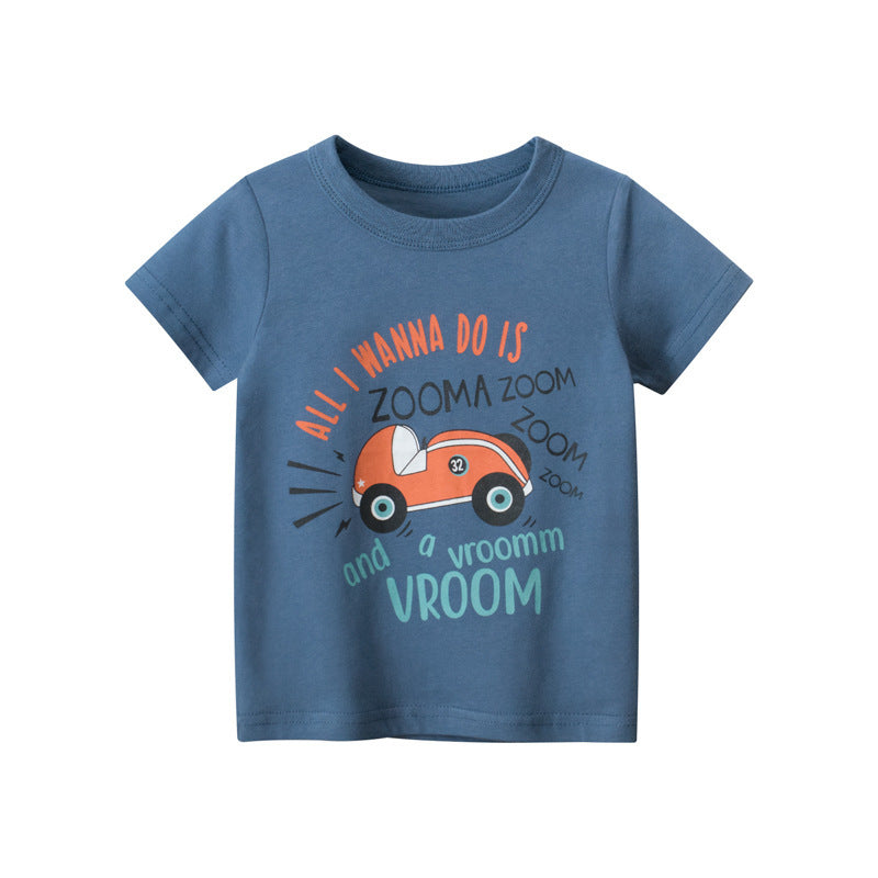 Children's Clothing Summer Boys Short Sleeved Full Print Car Cartoon Children's T Shirt ShopWithASmile7.com