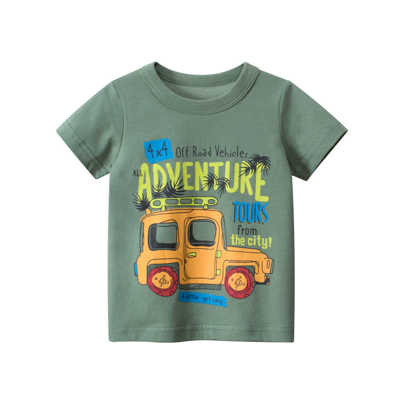 Children's Clothing Summer Boys Short Sleeved Full Print Car Cartoon Children's T Shirt ShopWithASmile7.com