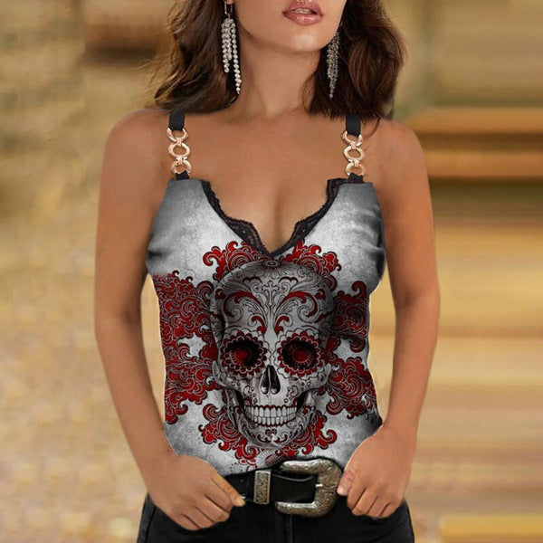 Rose V-neck Printed Camisole ShopWithASmile7.com