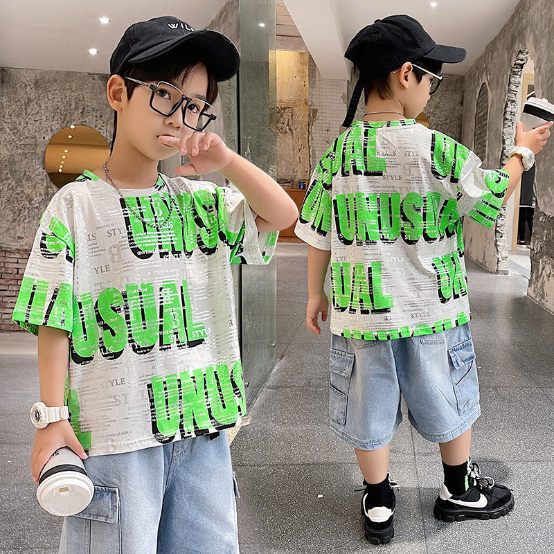 Summer Big Boy Handsome Tops, Children's Summer Clothes, Thin Style, Western Style ShopWithASmile7.com