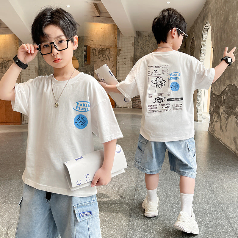 Summer Big Boy Handsome Tops, Children's Summer Clothes, Thin Style, Western Style ShopWithASmile7.com