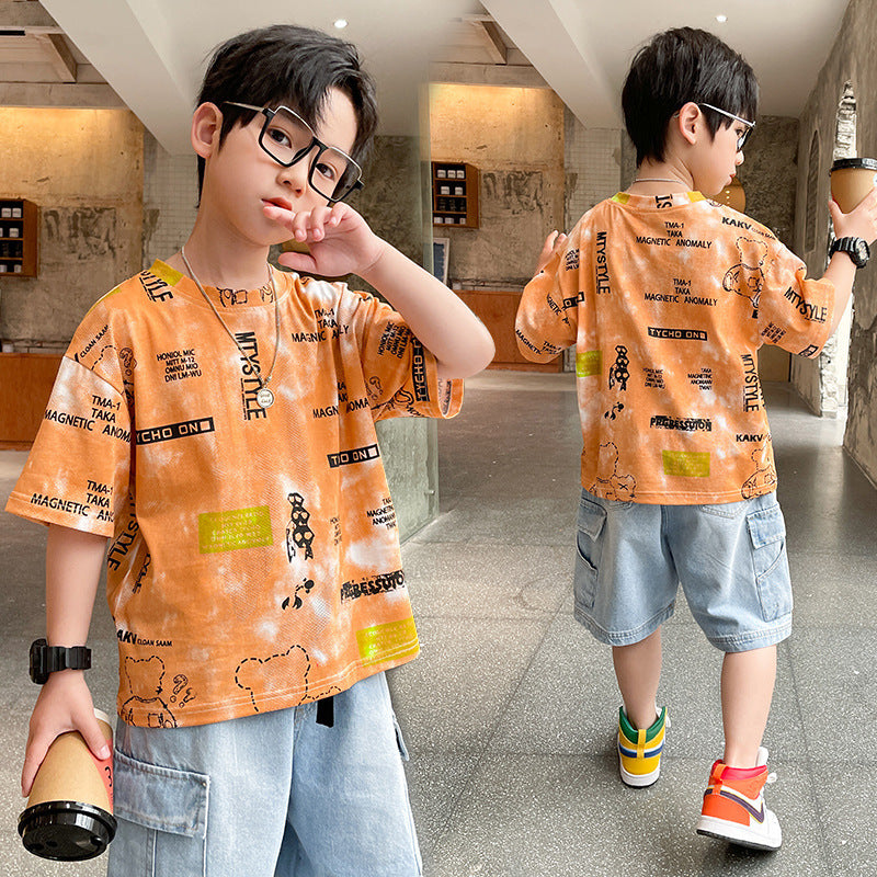 Summer Big Boy Handsome Tops, Children's Summer Clothes, Thin Style, Western Style ShopWithASmile7.com
