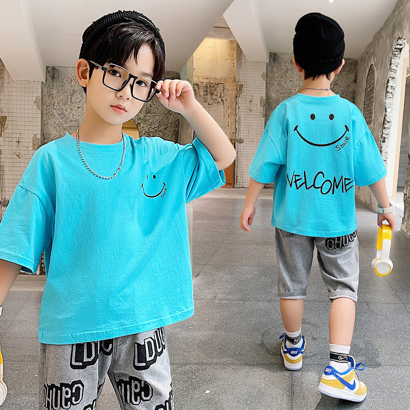 Summer Big Boy Handsome Tops, Children's Summer Clothes, Thin Style, Western Style ShopWithASmile7.com