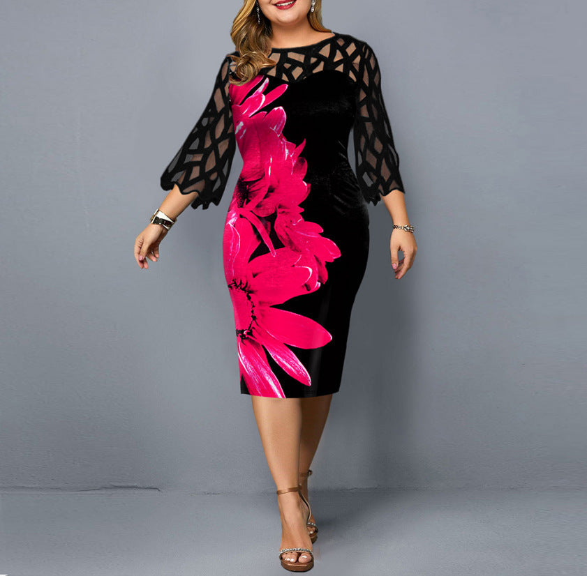 Lace Stitching Plus Size Women Dress ShopWithASmile.com