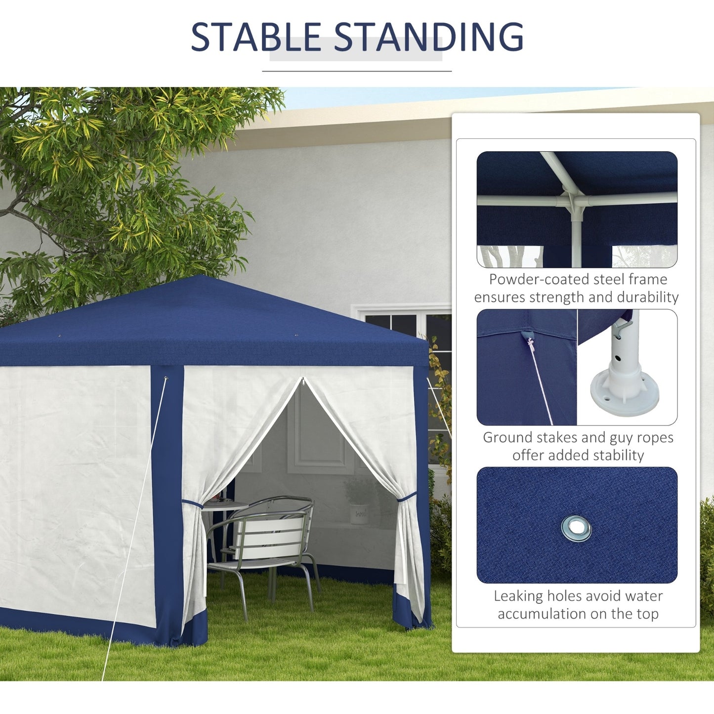 Outsunny 13' X 11' Outdoor Party Tent, Hexagon Sun Shade Shelter Canopy With Protective Mesh Screen