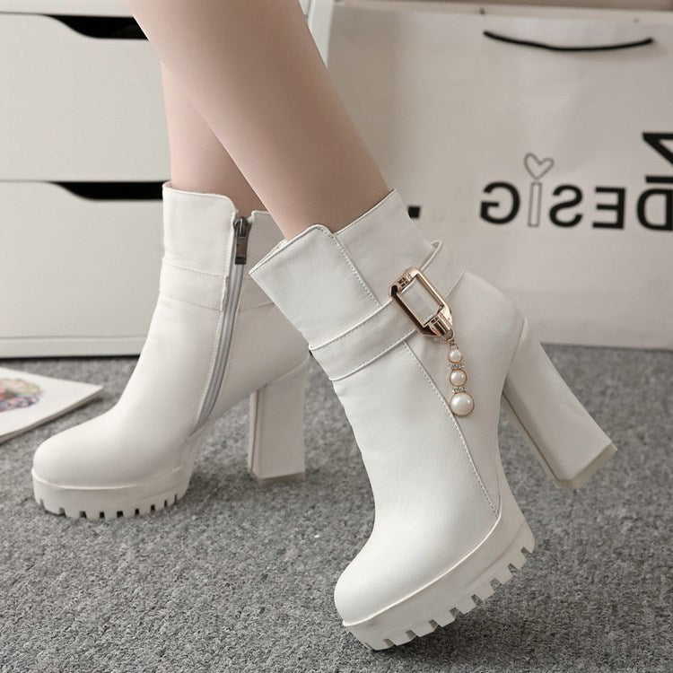 Women's Autumn And Winter High-heeled Martin Short Boots