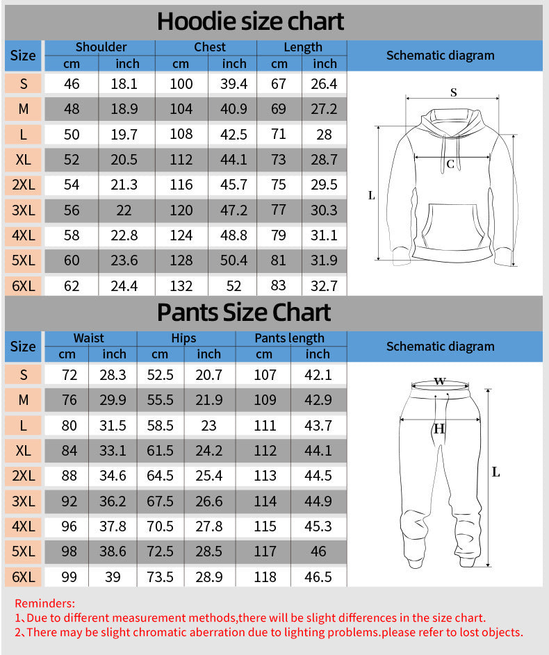 Creative Printing Hooded Pullover Sports Men's And Women's Two-piece Suit