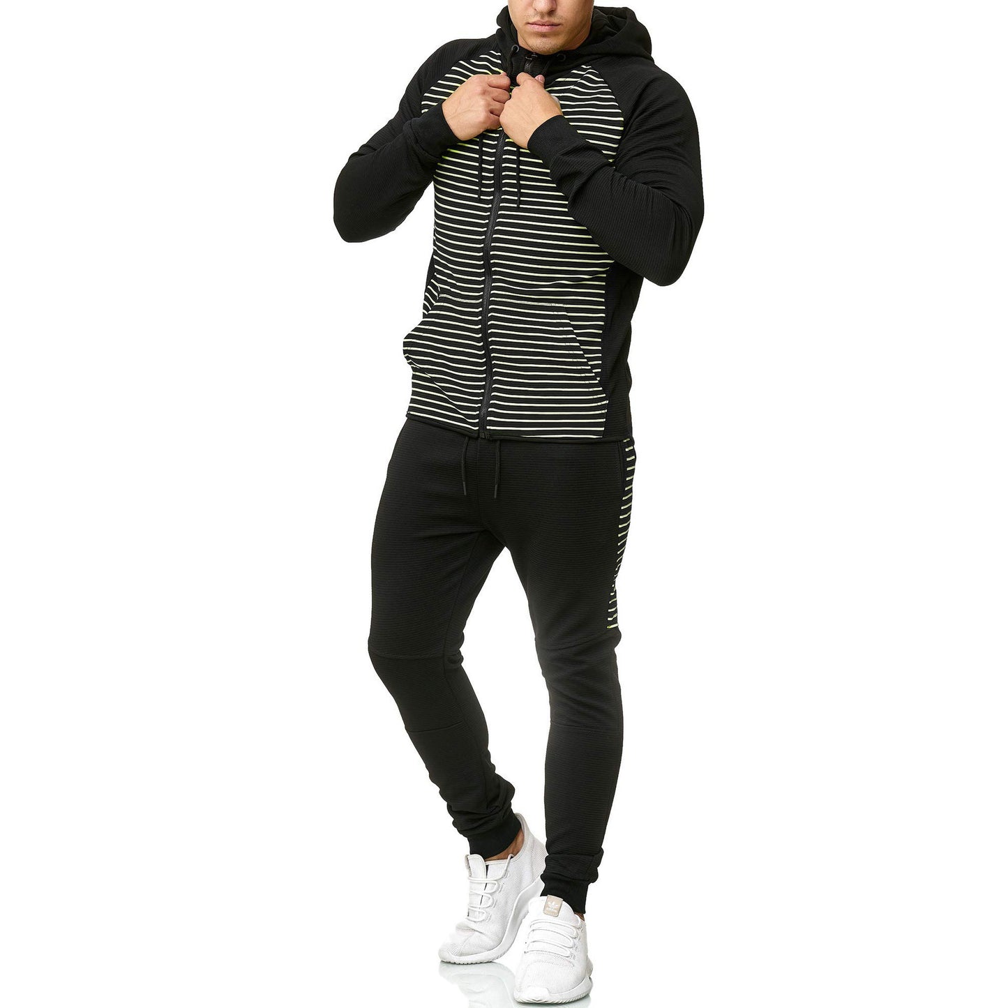 Men's striped printed casual sports suit