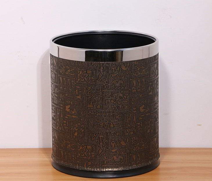 Hotel trash can fire home office double thickening creative coverless KTV room stainless steel storage bucket