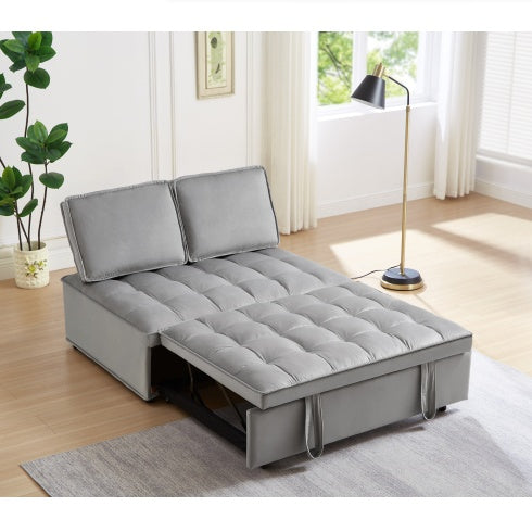 Convertible Sleeping Sofa Bed, Modern Velvet Fabric Double Seat Sofa Bed, Sleeping Sofa Bed With 2 Backs And Detachable Backs, Backs, Suitable For Living Room Bedroom,Grey ShopWithASmile7.com