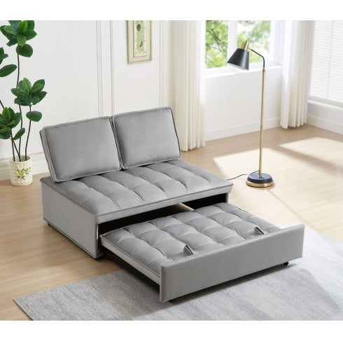 Convertible Sleeping Sofa Bed, Modern Velvet Fabric Double Seat Sofa Bed, Sleeping Sofa Bed With 2 Backs And Detachable Backs, Backs, Suitable For Living Room Bedroom,Grey ShopWithASmile7.com