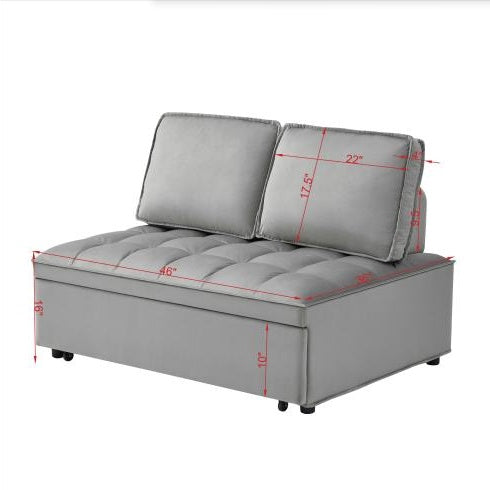 Convertible Sleeping Sofa Bed, Modern Velvet Fabric Double Seat Sofa Bed, Sleeping Sofa Bed With 2 Backs And Detachable Backs, Backs, Suitable For Living Room Bedroom,Grey ShopWithASmile7.com