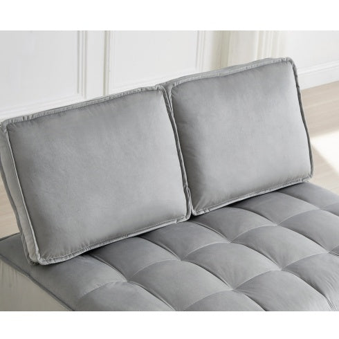 Convertible Sleeping Sofa Bed, Modern Velvet Fabric Double Seat Sofa Bed, Sleeping Sofa Bed With 2 Backs And Detachable Backs, Backs, Suitable For Living Room Bedroom,Grey ShopWithASmile7.com
