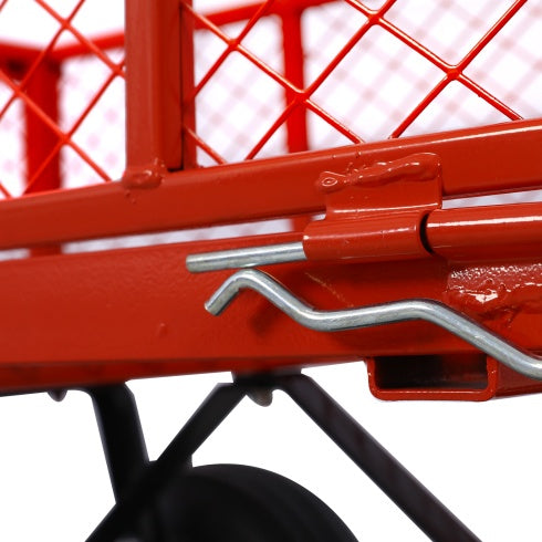 Steel Garden Cart, Steel Mesh Removable Sides, 3 Cu Ft, 550 Lb Capacity, Red