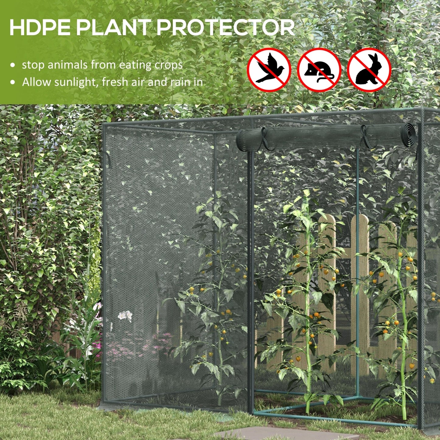 Outsunny 6' X 3' Crop Cage, Plant Protection Tent With Zippered Doors For Vegetable Garden, Backyard
