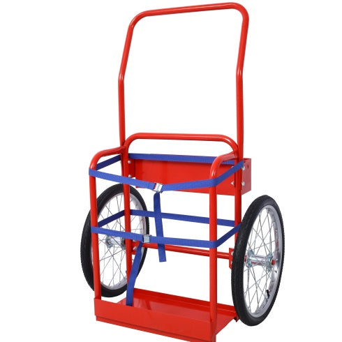 Large Dual Oxygen Tank Cart Dolly Double Cylinder Cart, 20 Pneumatic Wheels Includes Two Fastening Belts