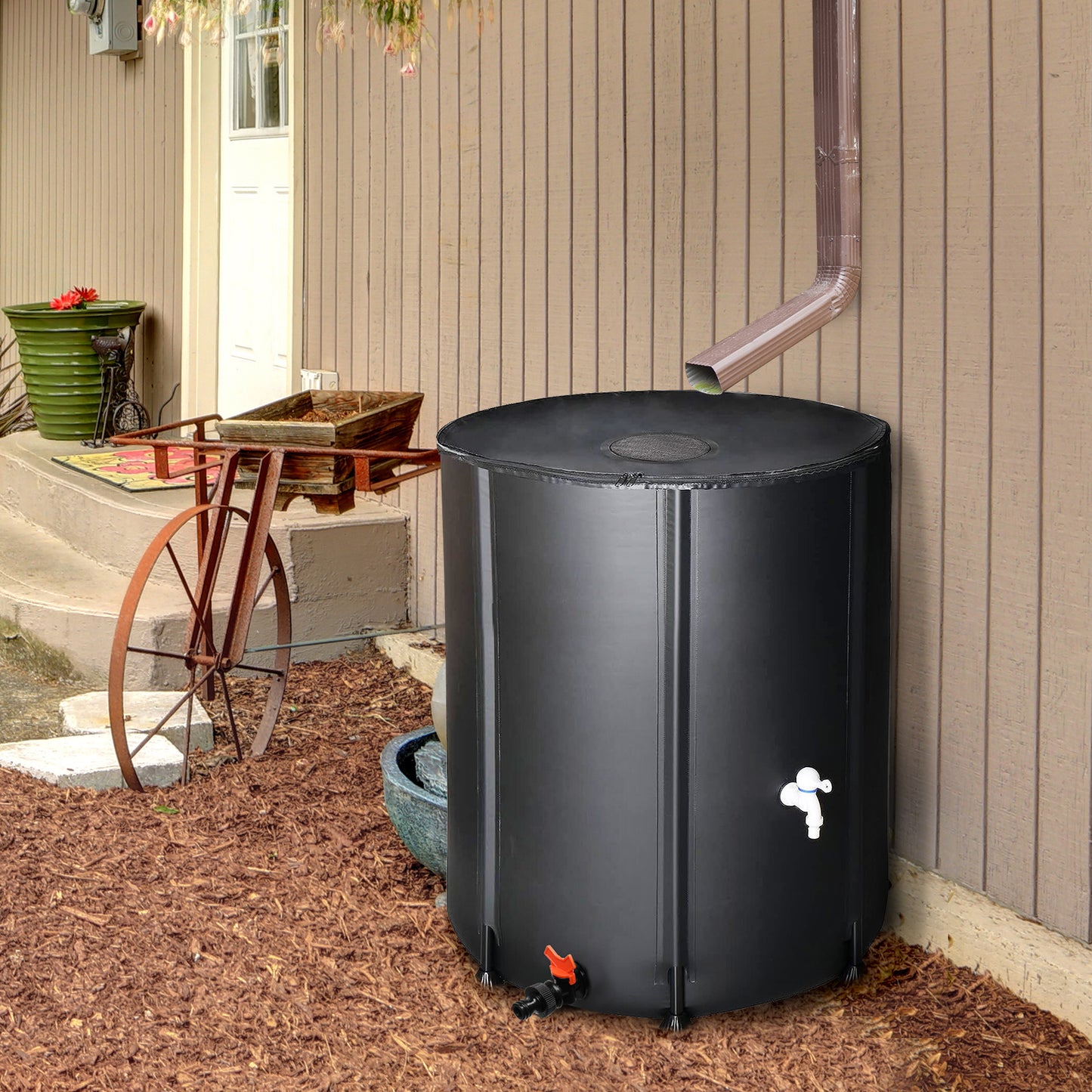 132gal Black PVC Foldable Rain Bucket