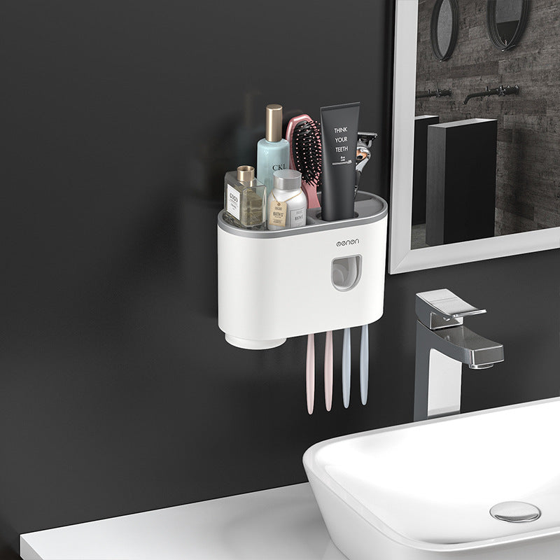 Integrated Multifunctional Toothbrush Rack With Toothpaste Squeezing Device ShopWithASmile7.com