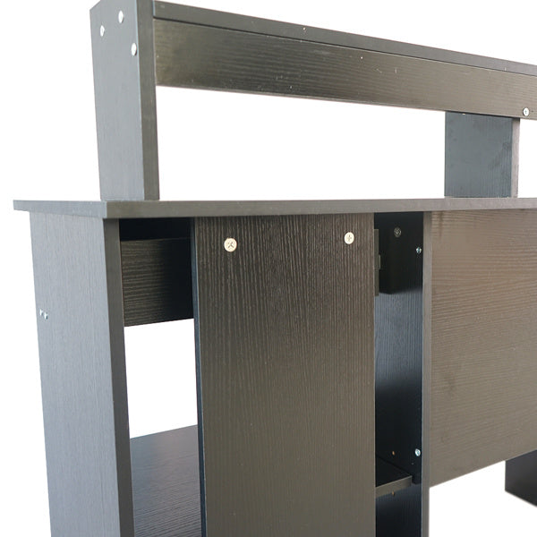 Modern E1 15MM Chipboard Computer Desk with One Drawer, Two Tiers & Keyboard Rack - 110x50x94cm, Stylish Black Desk for Study & Work