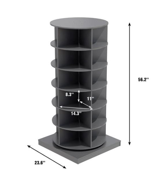 Grey 360 Rotating Shoe Cabinet 6 Layers