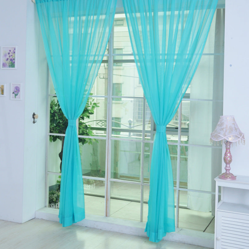 Solid Color Glass Mesh Curtains Transparent Color Ready-made Curtain Punch-free ShopWithASmile7.com