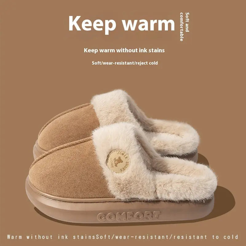 New Plush Slippers For Women Men Winter Warm Home Slipper Indoor Thick-soled Fleece Shoes My Store