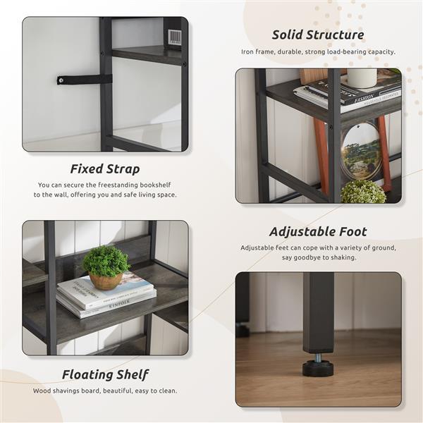 Large Open Bookshelves , Dark Grey