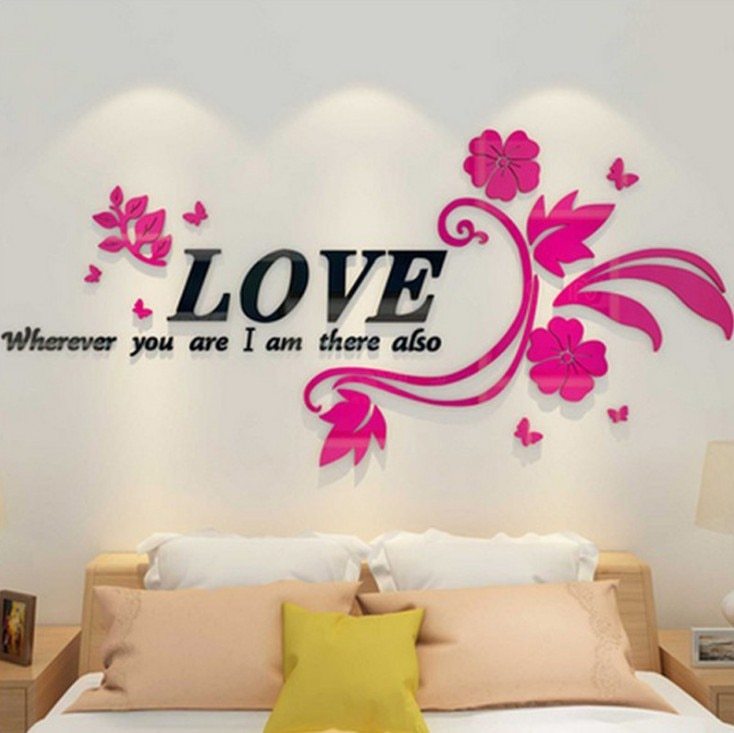 LOVE Flower Vine 3D Wall Sticker Decoration
