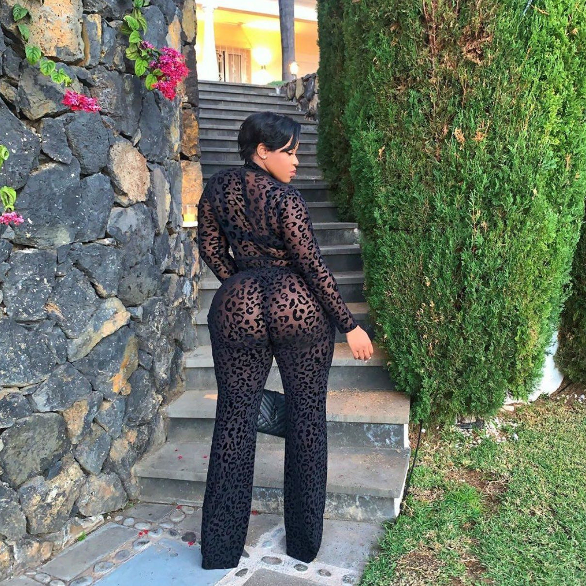 Fashion Sexy Mesh Long Sleeve Jumpsuit ShopWithASmile.com