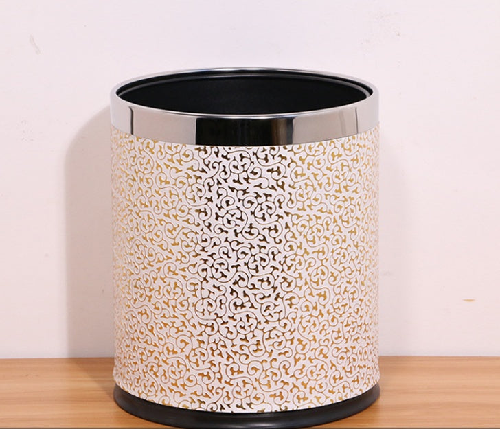 Hotel trash can fire home office double thickening creative coverless KTV room stainless steel storage bucket