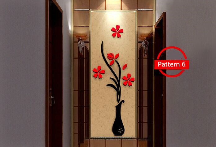 Creative vase acrylic 3D wall sticker ShopWithASmile7.com
