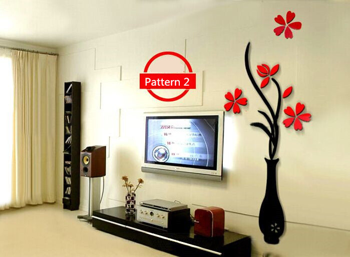 Creative vase acrylic 3D wall sticker ShopWithASmile7.com