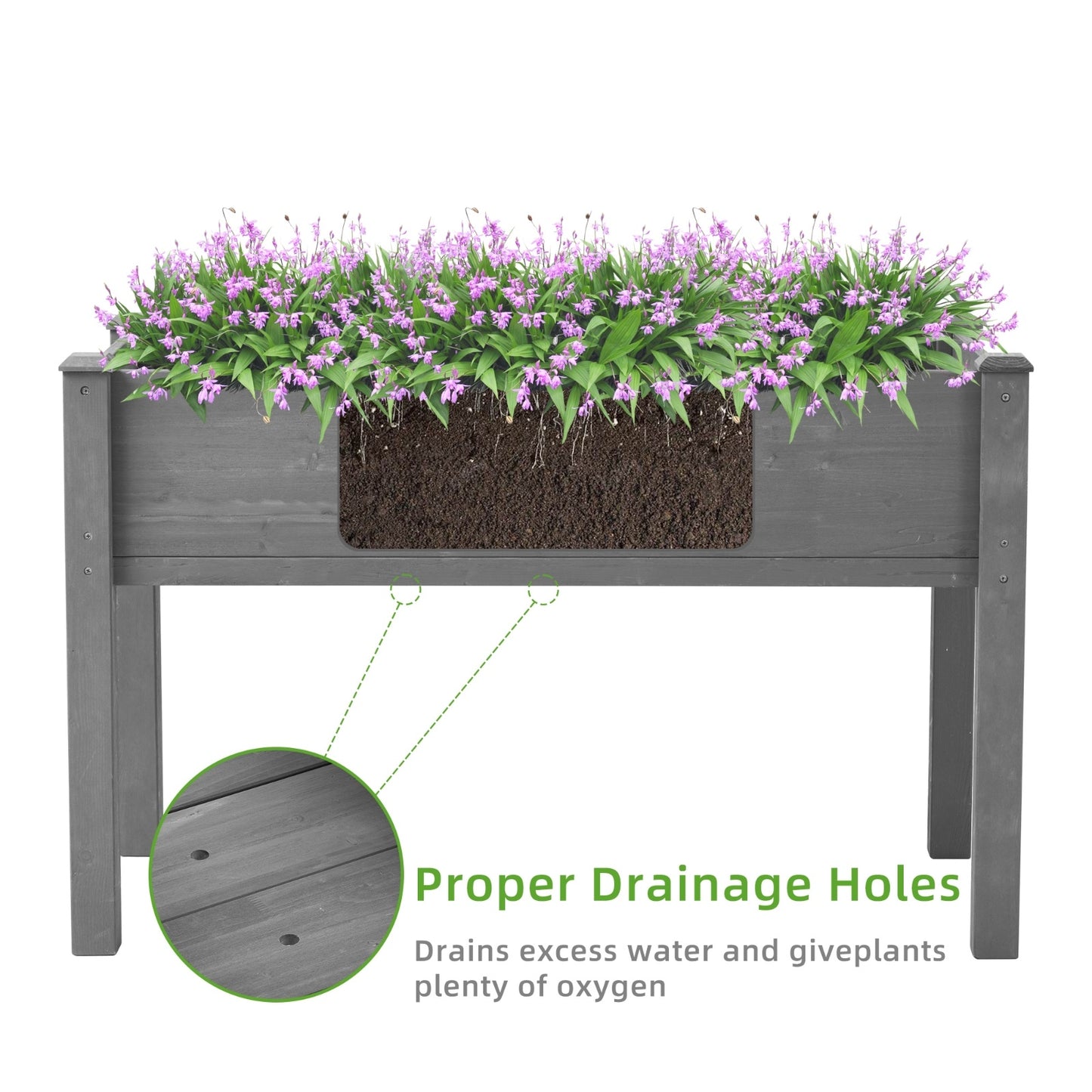 Raised Garden Bed With Legs, Elevated Wooden Planter Box For Outdoor Plants