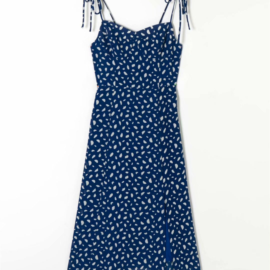Women's Fashion Vintage Floral Print High Waist Dress