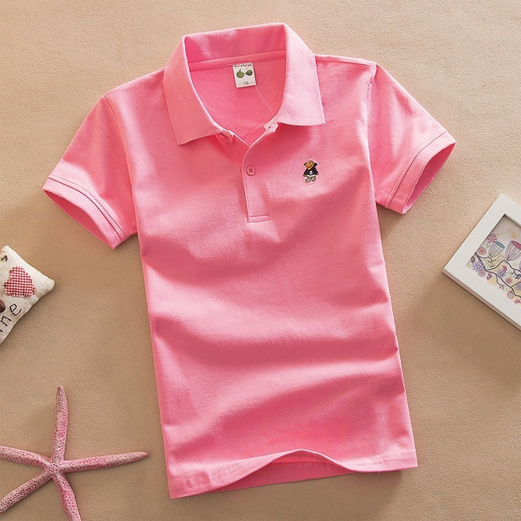 Short-sleeved T-shirt Middle And Big Children's Summer Polo Shirt Performance School Uniform ShopWithASmile7.com