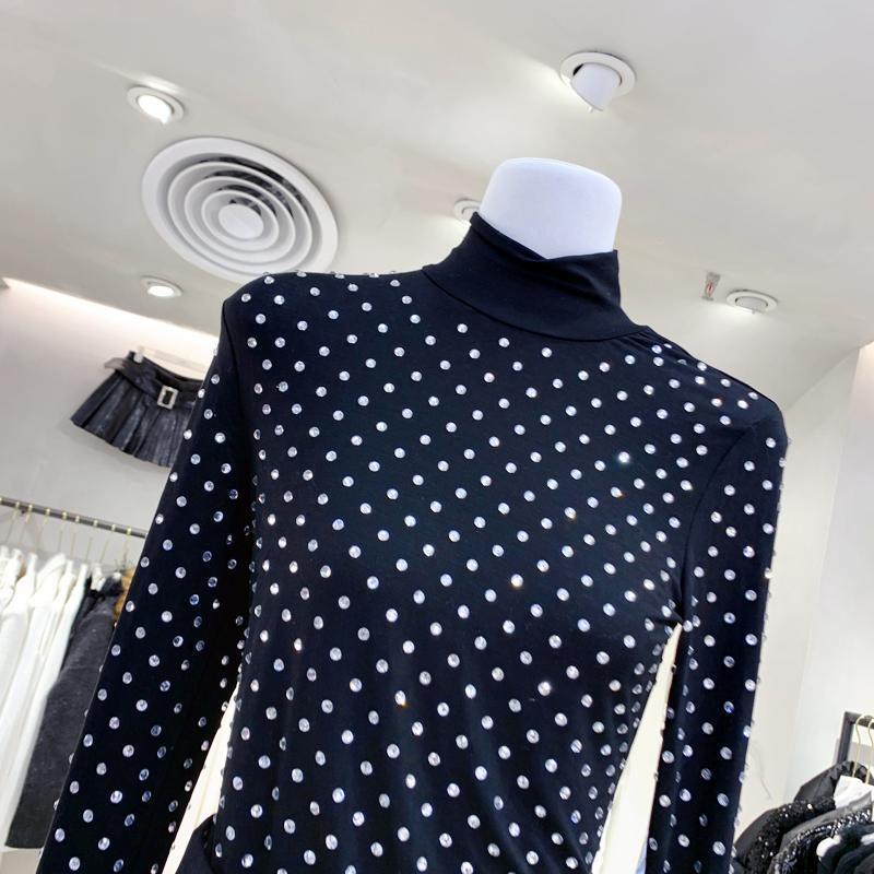 Women's Fashion High Neck Mesh Long Sleeve Bottoming Shirt