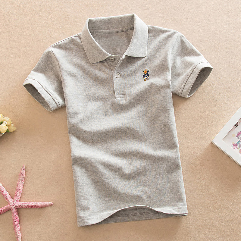 Short-sleeved T-shirt Middle And Big Children's Summer Polo Shirt Performance School Uniform ShopWithASmile7.com