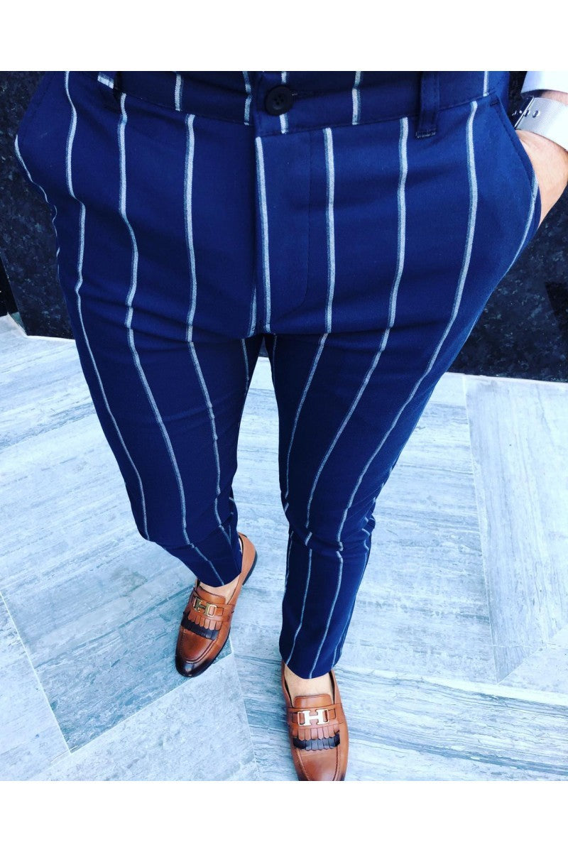 European and American Men's Business Striped Casual Pants
