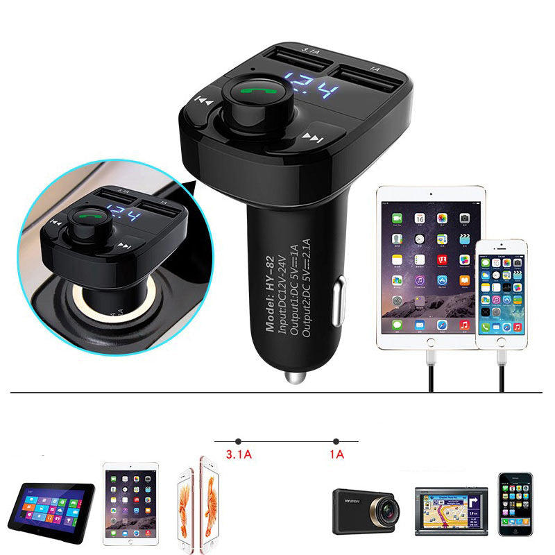 Car MP3 Audio Player Bluetooth Car Kit FM Transmitter Handsfree Calling 5V 4.1A Dual USB Car Charger Phone Charger ShopWithASmile7.com