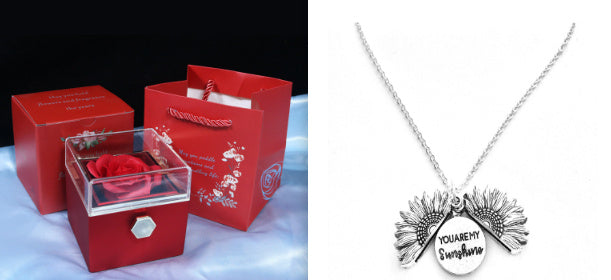 Rotating Soap Flower Rose Gift Box Creative Rotating Rose Jewelry Packaging Box Valentine's Day Gift For Women ShopWithASmile7.com
