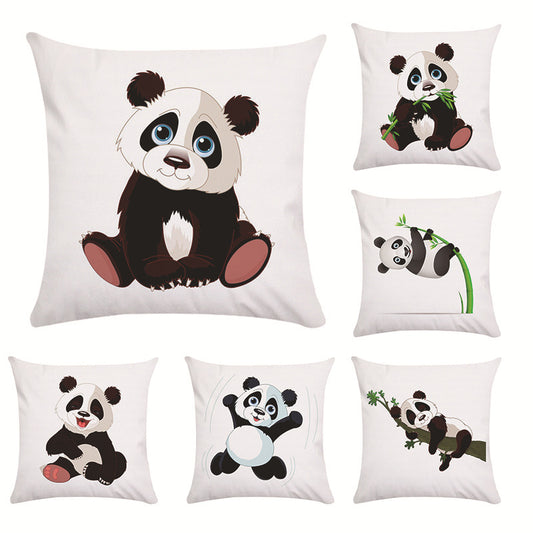 Cartoon Panda Super Soft Cotton Throwing Pillow Cover ShopWithASmile7.com
