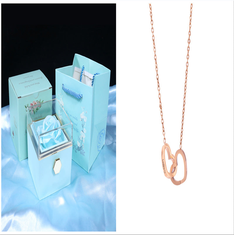Rotating Soap Flower Rose Gift Box Creative Rotating Rose Jewelry Packaging Box Valentine's Day Gift For Women ShopWithASmile7.com