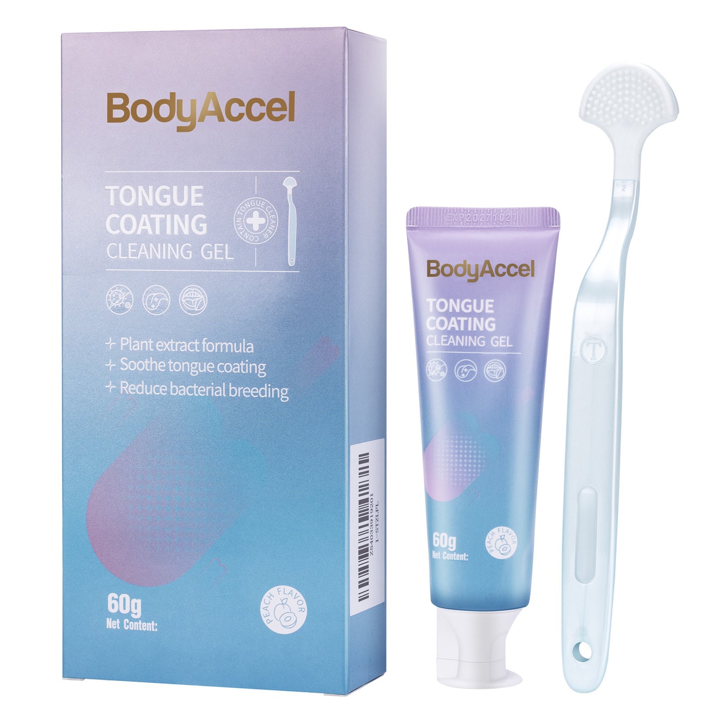 Bodyaccel Tongue Cleansing Gel Tongue Gel Tongue Brush Tongue Coating Clean Breath Plant Extraction Formula No Preservatives Qinshuang Ice Peach Packs Of Two. ShopWithASmile7.com